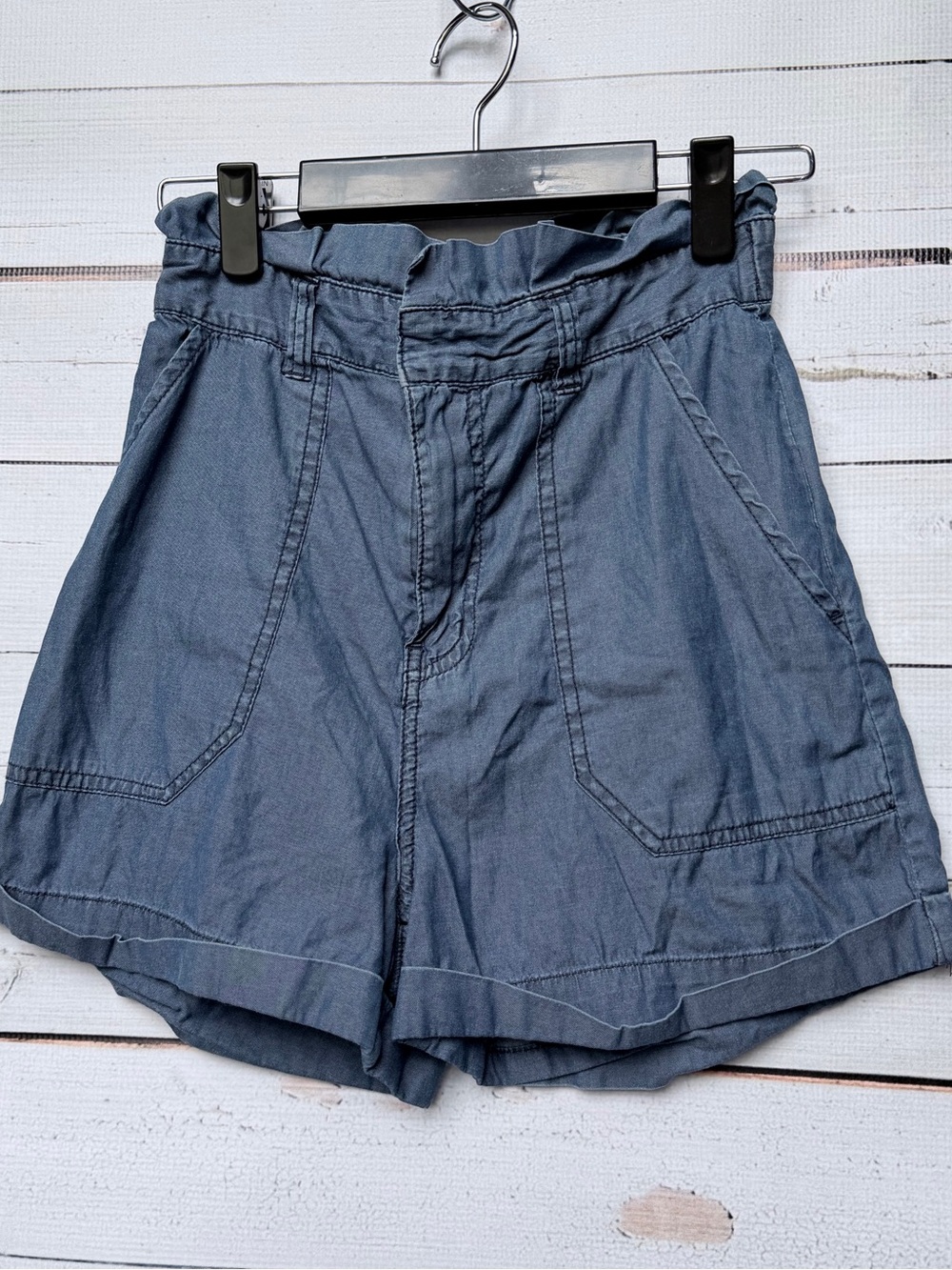Dynamite Chambray High Waist Blue Shorts